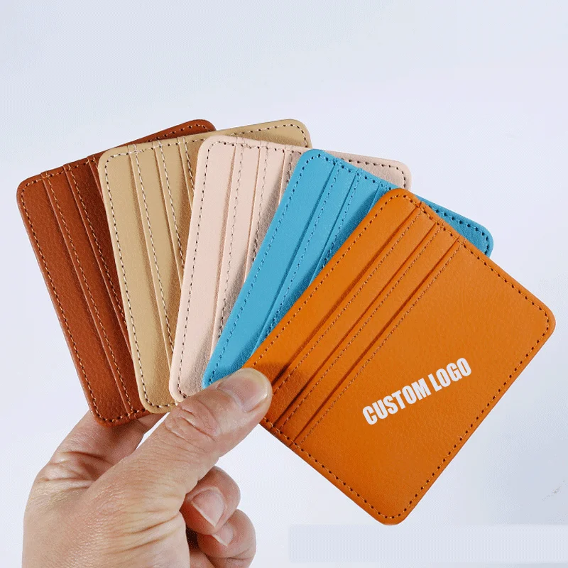 Wholesale Custom Slim Leather Card Holder Rfid Blocking Card Holder Wallets For Men Women