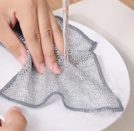 Double-Sided Mesh Metal Wire Cleaning Cloth Metal Dish Cloth for Kitchen Easy Rinsing Dish Washing Rag for Dish Sinks