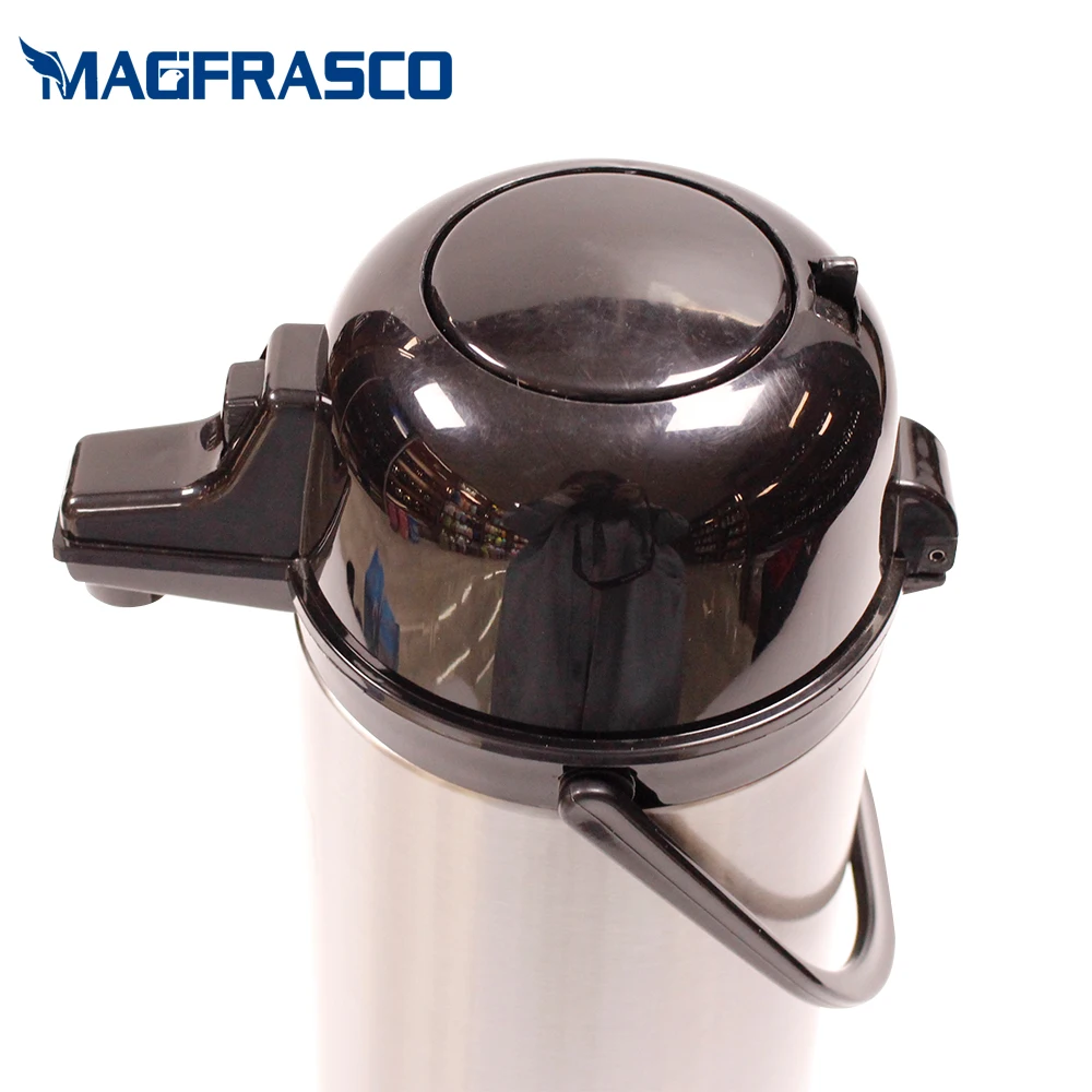 Factory Pump Dispenser  Glass Refill SS Stainless Steel Vacuum Flask AirPot with Custom Flower Design