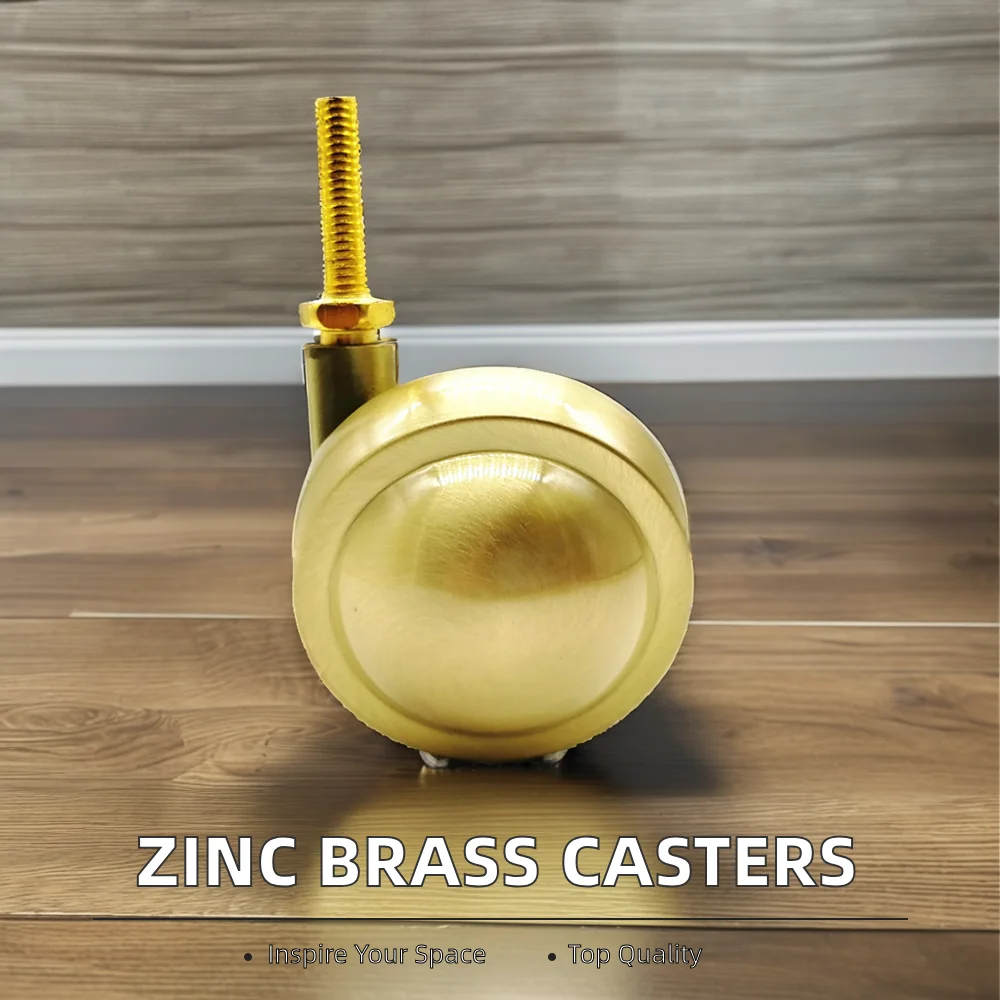 Home Office and Hotel Furniture Casters Zinc Alloy Brass Swivel Wheel for Chairs for Bathroom Exterior and Supermarket Use
