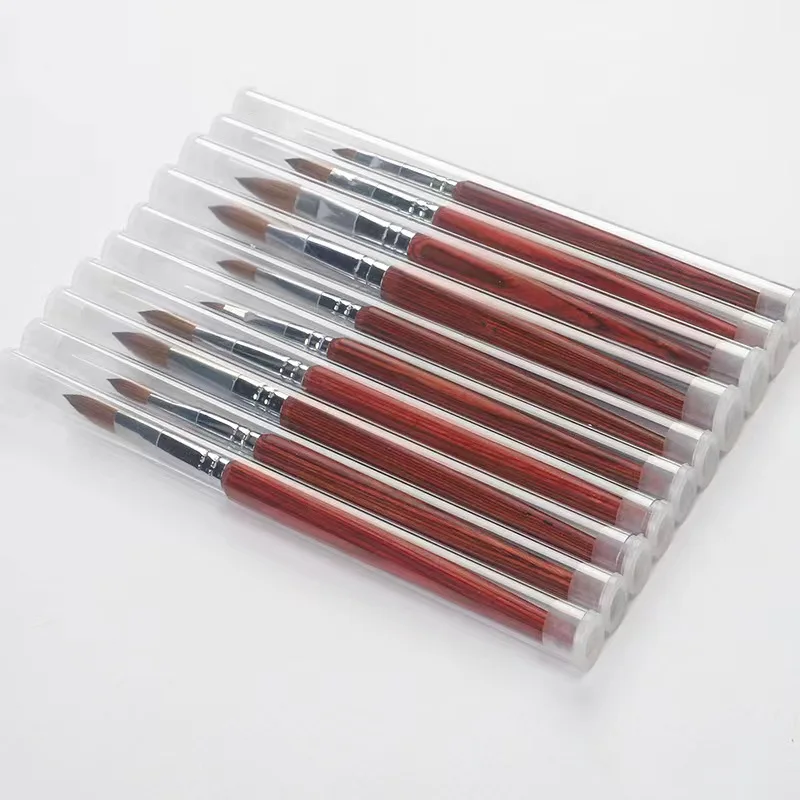 100% Kolinsky Hair Acrylic Organic Nail Brush with Wooden Handle Professional Acrylic Nail Art Multi Size Manicure Brush