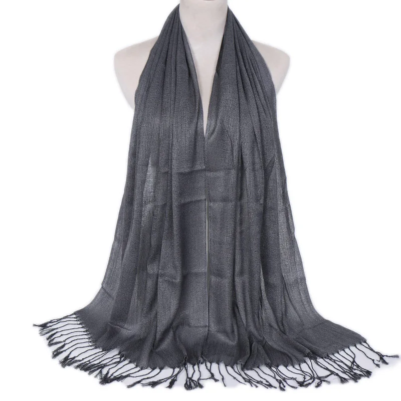 
Wholesale Gold Silk Tassel Ladies Scarf Islamic Fashion Women Cotton Hijab Scarf 