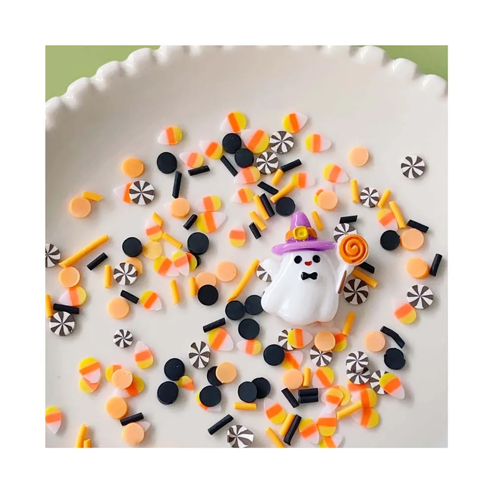 Wholesale Halloween kit candy corn clay for slime ghost resin charms slime DIY slime filling