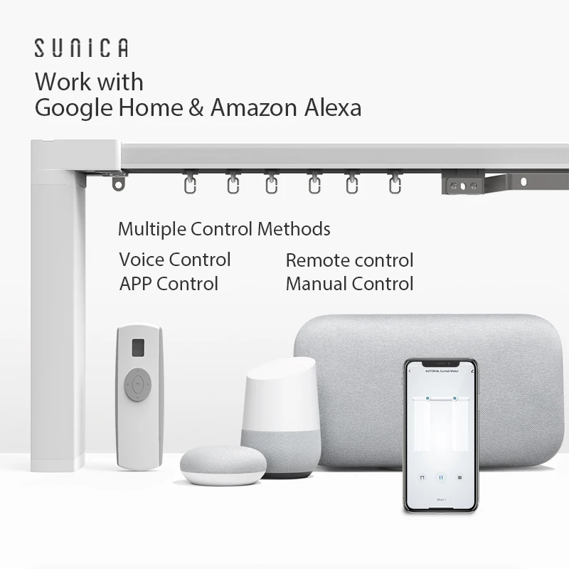 Smart remote control DIY electric curtain mechanism sunshade 90 degrees track curve track