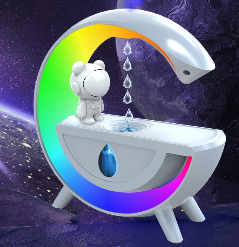 350ml Anti Gravity Air Humidifier Water Drops Fountain Air Humidifier with Blue Tooth Speaker Colorful Light