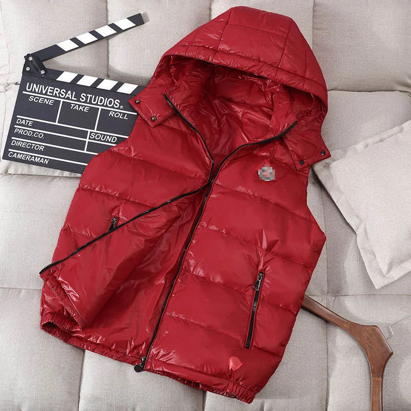 Promotional Various Durable Using Puffer Duck Sleeveless Down Vest Detach Hood Heated Body Warmer Unisex Lightweight Down Vest