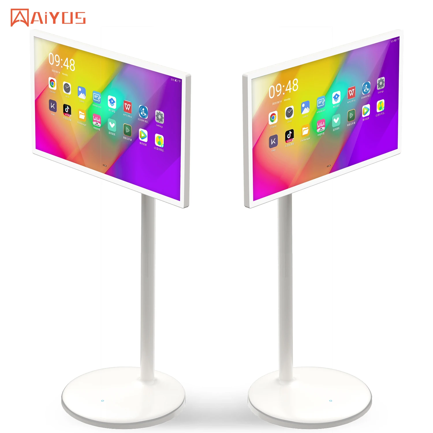 Free Stand Digital Signage Portable Video Player Multi Touch Display Portable Movable  27/32inch TV Advertising Video Player