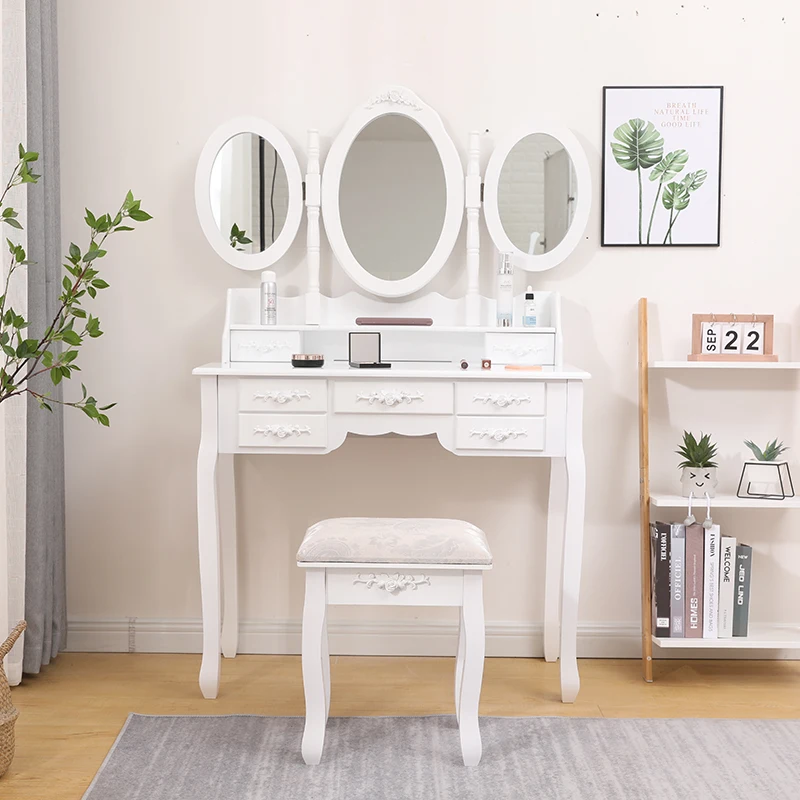 Hot sale Modern Hotel Apartment Makeup Vanity Cosmetics Desk Dressing Table With Mirror
