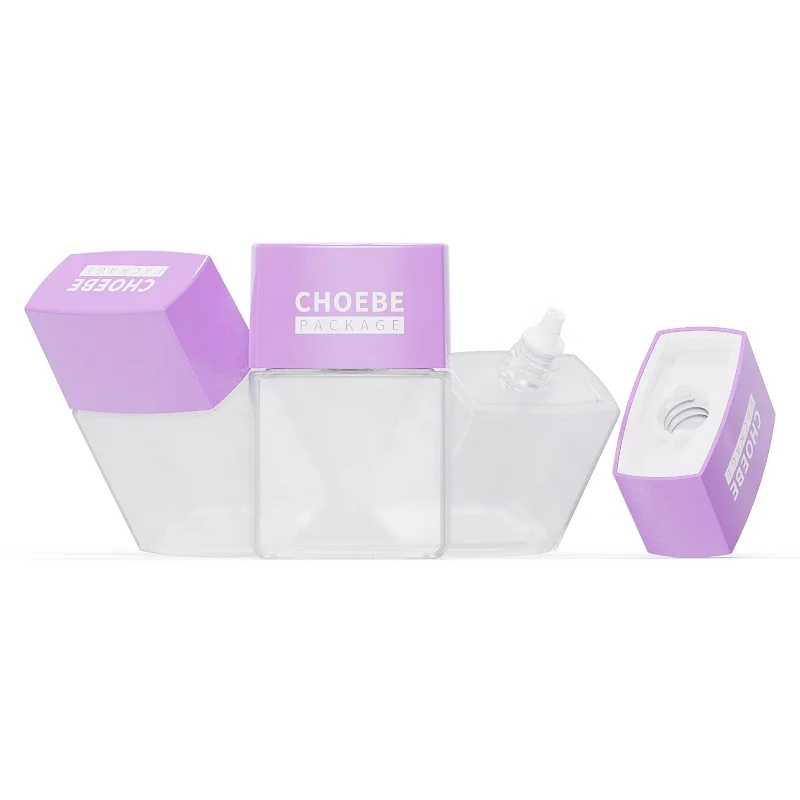 1 oz 2 OZ 50ml Soft Touch Plastic Square Shape Sunscreen Bottle for Sunblock Skin Care Container