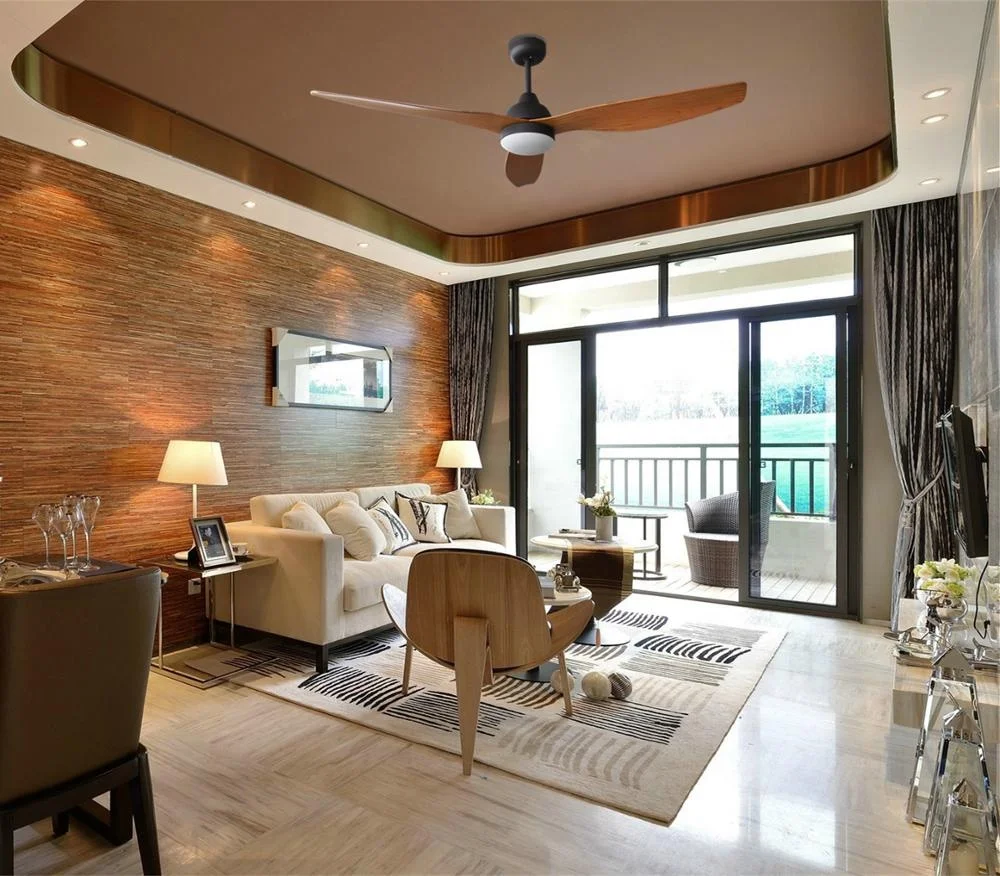 52 inch modern 3 ABS blades DC ceiling fan with LED light, remote control