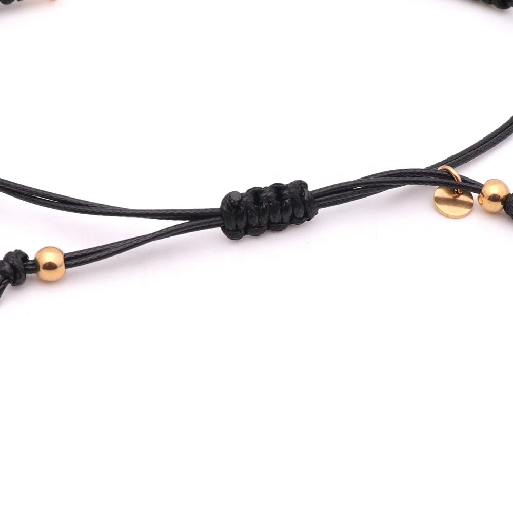 Muslim Stainless Steel China Wholesale Supplier 18K Gold Plated Women Adjustable Rope Charm Tassel Bracelet