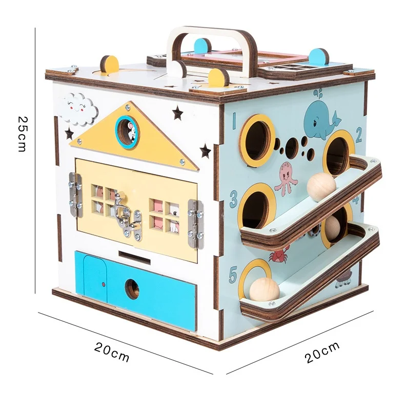 New Design Large Multifunctional Wooden Busy Box Educational Cube Toy Unisex  montessori toys Other Educational Toys for kids