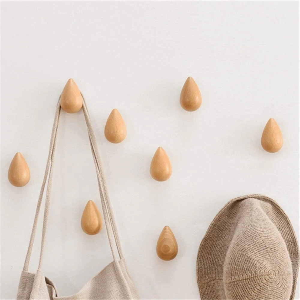 Creative beech water bead shape household wall mount factory wholesale wood wall coat rack