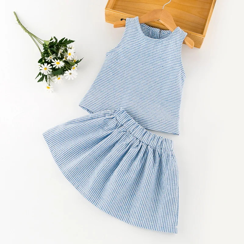 Bulk Wholesale Kids Summer Clothing Girl Skirt And Crop Top Set