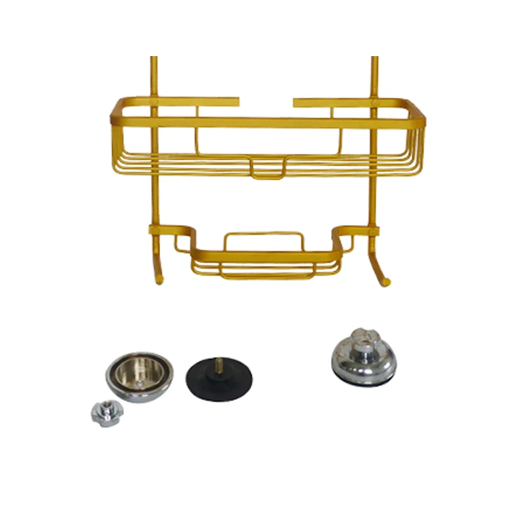 Manufacturers Supplies Gold Aluminum Metal 3Tier Hanging Portable Kitchen Corner Shower Caddy Storage Holder with Suction Cup