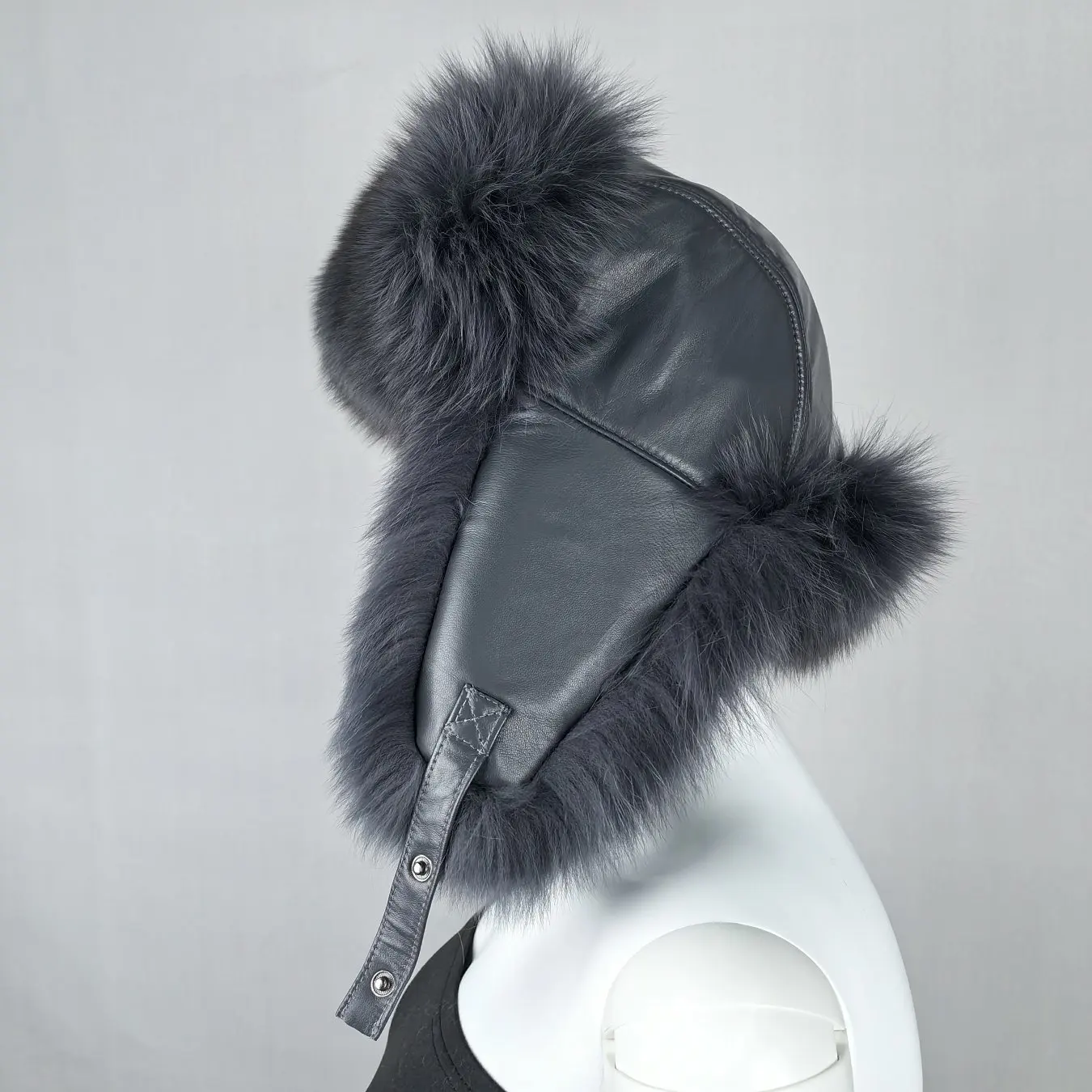 FUR WINTER A032 Custom plaid trapper hat Soft Rabbit Fur snow ski trapper hat with strap Winter Aviator hat