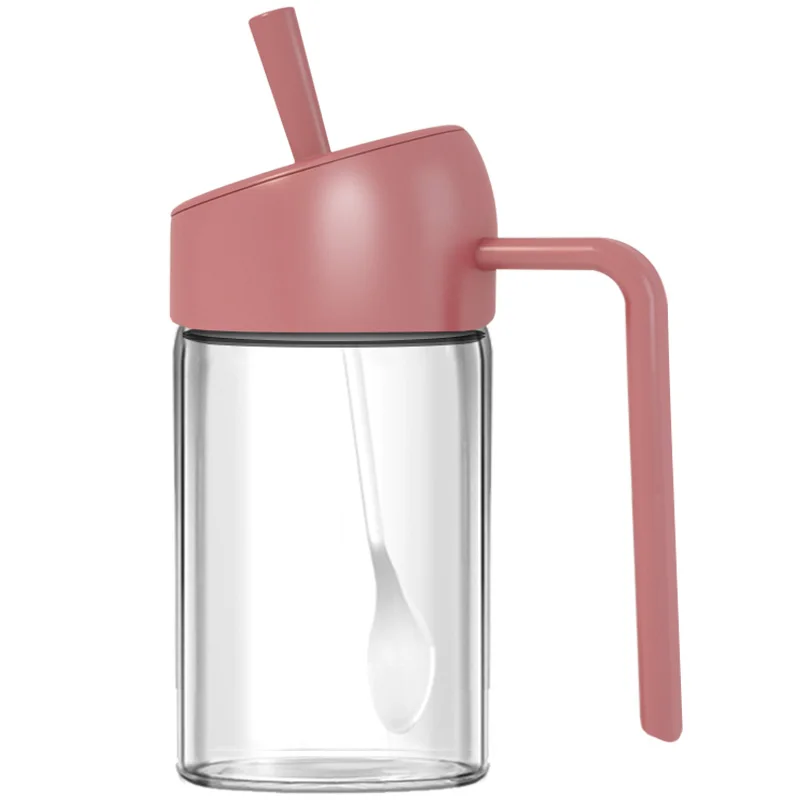 Wholesale kitchen lead-free clear glass spice bottles with ladle storage jars