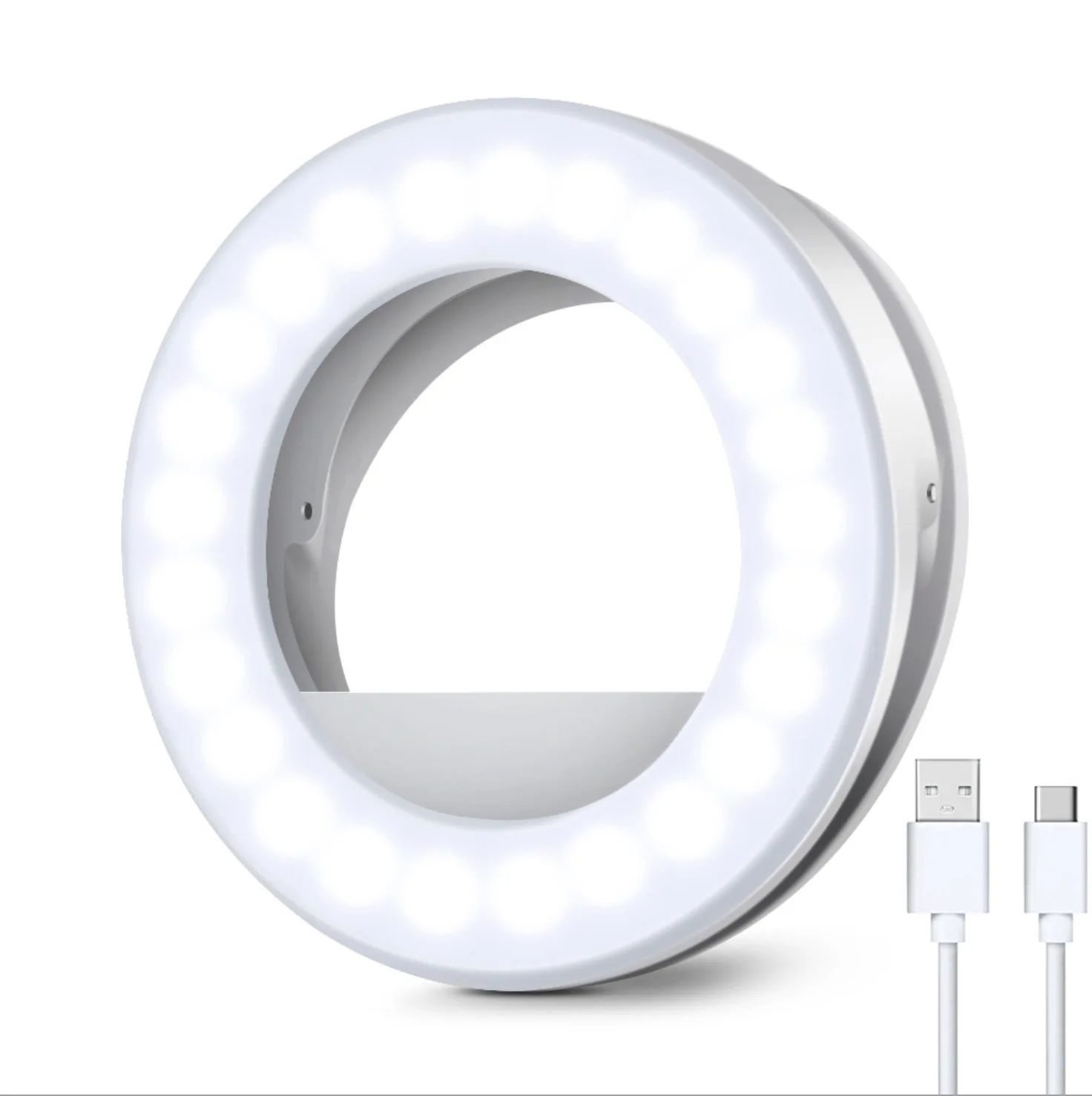 
Selfie Ring Light Rechargeable Portable Clip-on Selfie Fill Light with 40 LED for Smart Phone Photography Camera Video Make up 