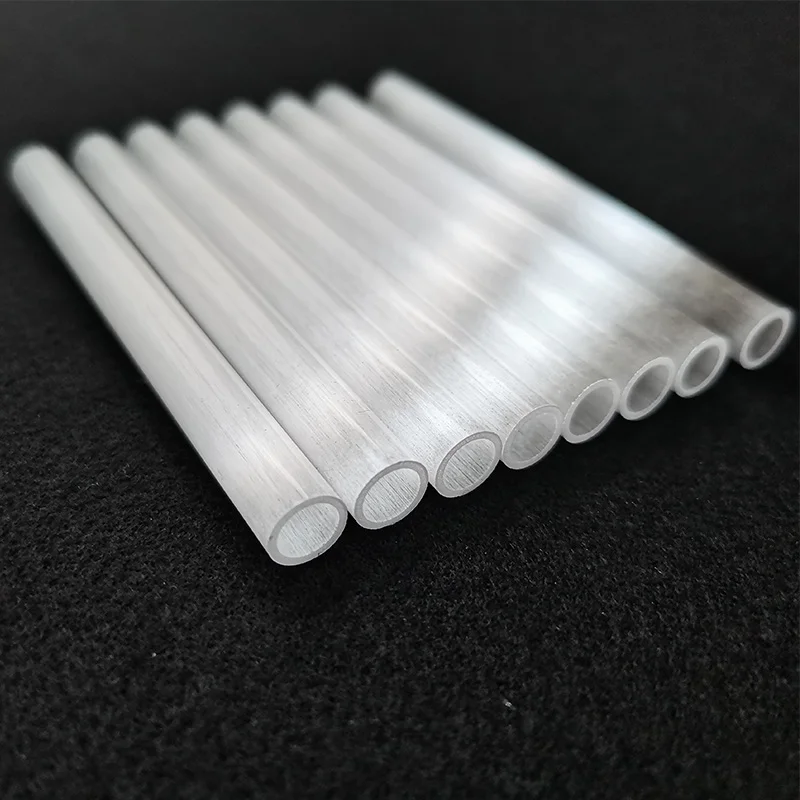  High temperature resistant frosted cream heated quartz glass tube with one end closed round