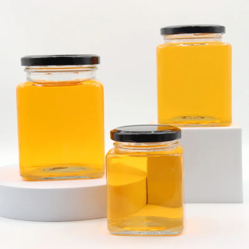 Custom Square High Quality Frascos De Vidrio Para Mermeladas Glass Honey Pickles Jar Chinese 200ml 280ml 480ml