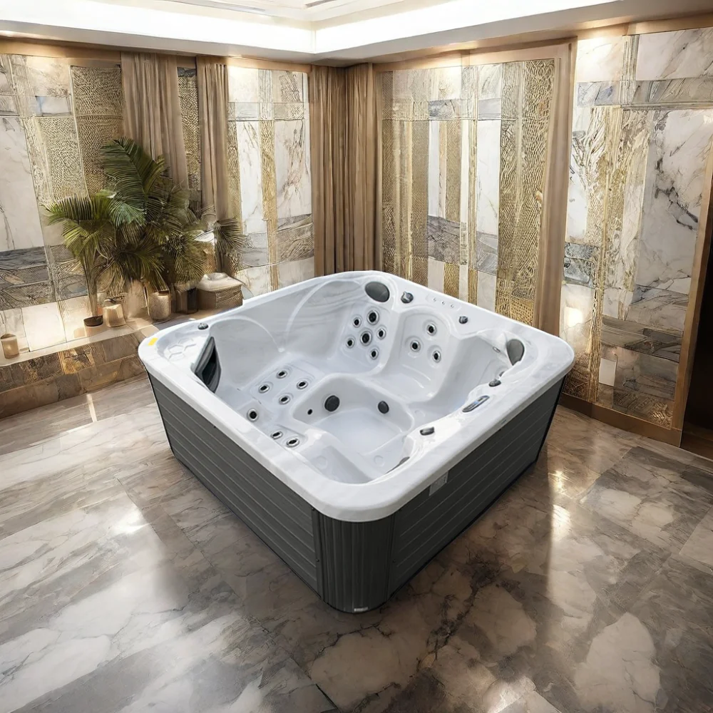 Balboa Sex Massage Hottub with 3 Seats 2 Lounges Eco-Friendly Acrylic Freestanding Jacuzzii with Drainer Villas Promotion