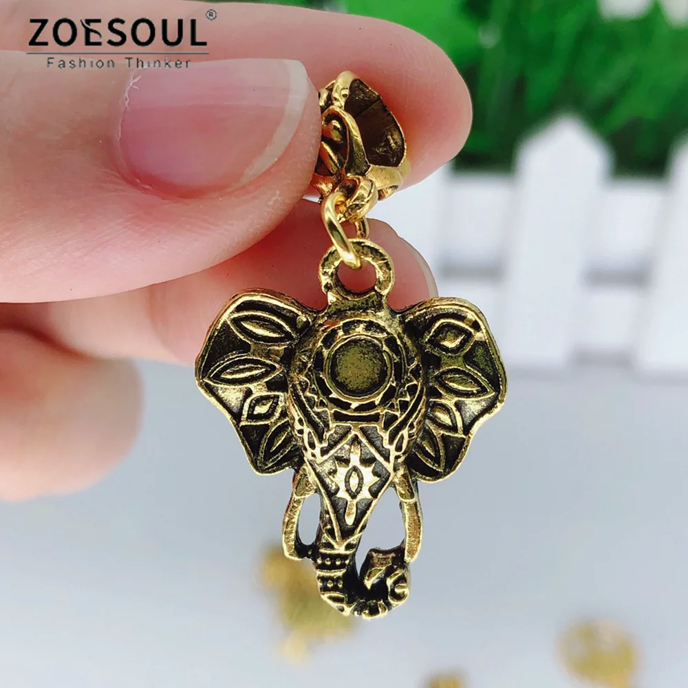 Antique like Loc Jewelry 1pc Elephant Charm Dreadlock Beads Metal Ring Cuff Pendant Hair Accessory For Afro wig braid extension