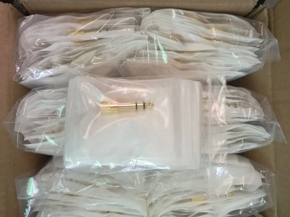 Gold Plated 6.35mm (1/4 inch) to 3.5 mm Male to Female Stereo Adapter, can be 5-Pack or custom