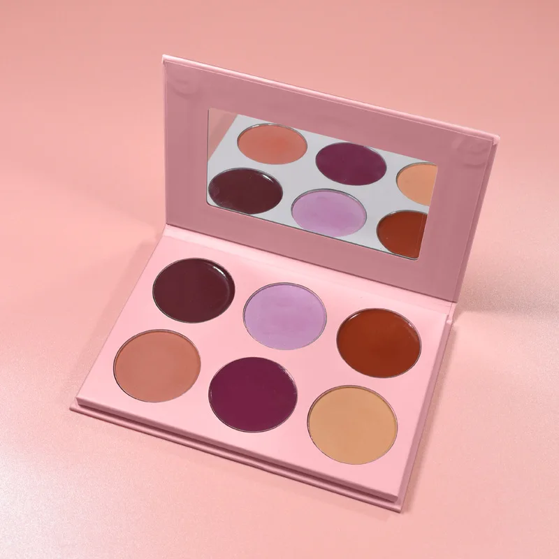 Self selected DIY makeup powder blusher plate without logo 6 color facelift highlight combination plate