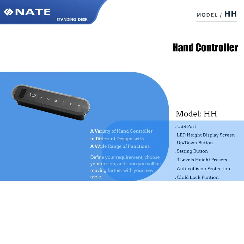 HK Hand Control Of Height Adjustable Standing Desk Accessory Electric Hand Controller for Home Office Metal Table