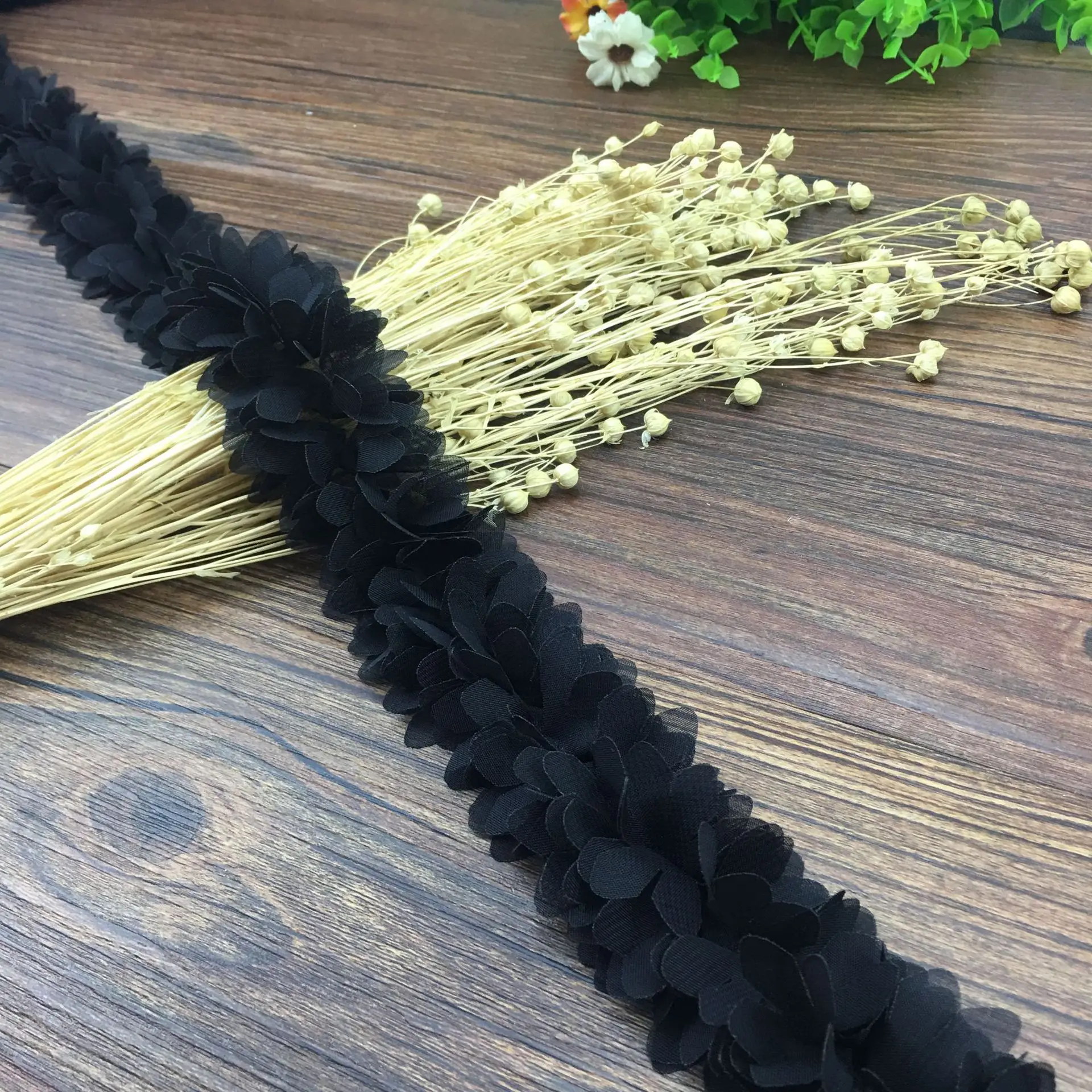 3d Flower Chiffon Embroidery Lace Trim Wedding Dress Accessories Decorative Multi Colors Floral Lace Trimming Border