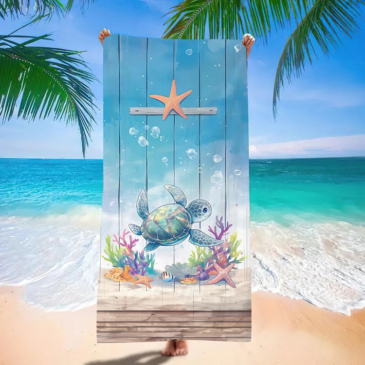 Wholesale Customization Logo Summer New Popular Large Microfiber Beach Towels With Turtle Pattern