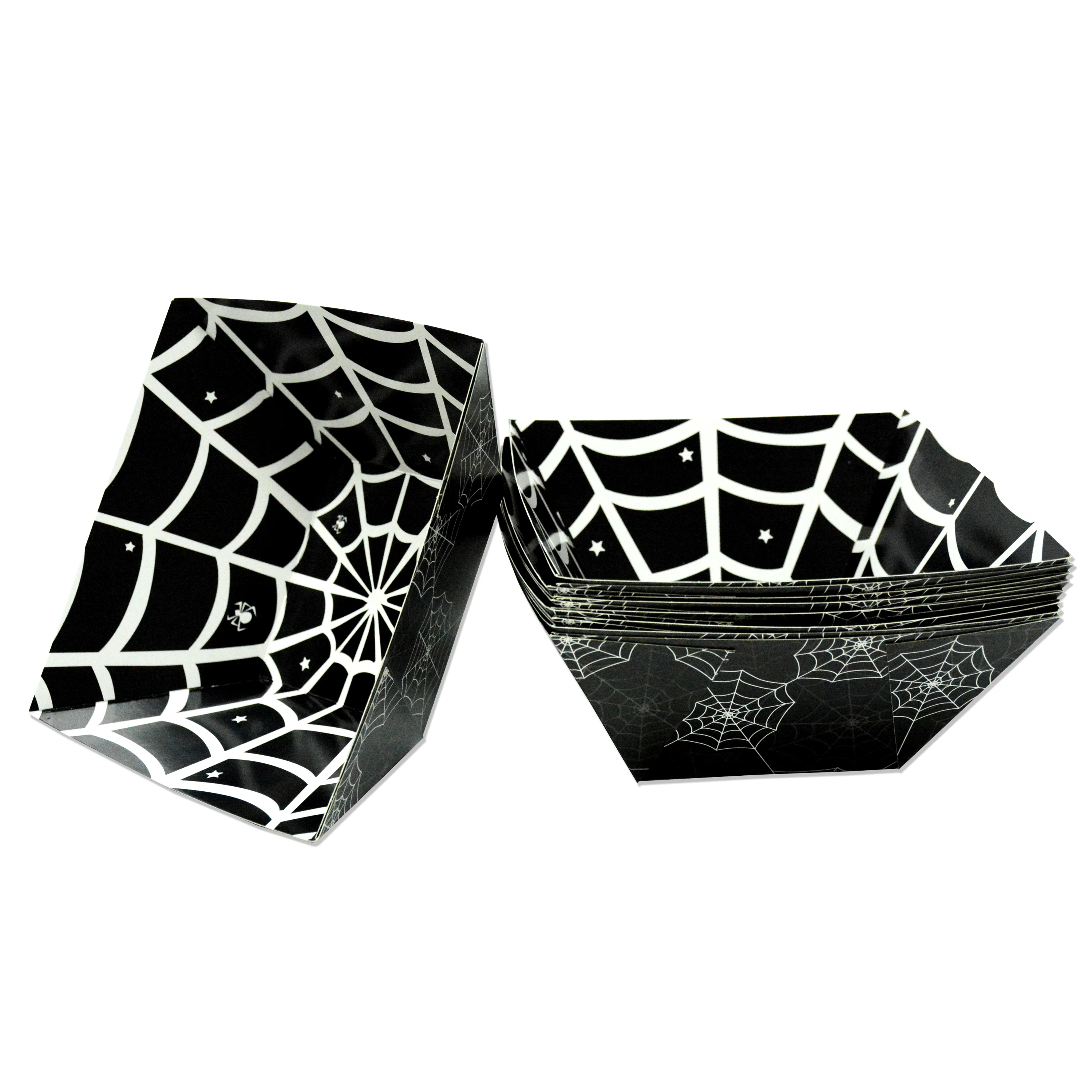 Customize Paper Party Plate Halloween Party Supplies Paper Packing Food Grade Spider Theme Halloween Candy Packing Decor Box