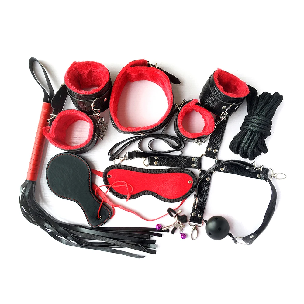 Adult Sex Toy Leather Japanese Bdsm Tools 10Pcs Set Bdsm Bondage Accessoires Handcuffs Collars