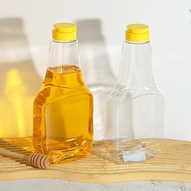 Clear Flip Top Cap Honey Plastic Bottle Food Grade Pet Plastic Squeeze Bottle For Honey 730ml