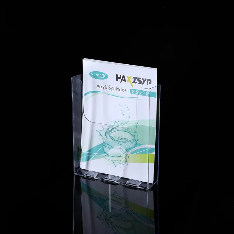 Factory Wholesales Clear Acrylic A4 Table Top or Wall Mount Ad Brochure Holder Organizer Pocket Leaflet Rack
