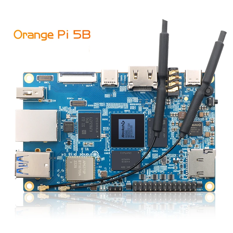Orange Pi 5B 4GB RAM+32GB EMMC 64-bit Rockchip RK3588S Dual-band On-board WIFI+BT Gigabit Lan Port Mini PC Single Board Computer
