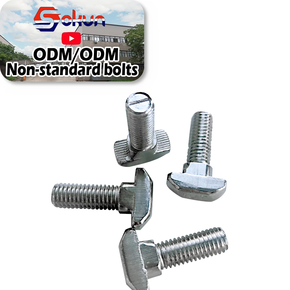 T-Head Bolt with Square Neck DIN 186 Standard Rust-Resistant Zinc Plated Available Titanium Aluminium Brass Nylon Plastic Steel