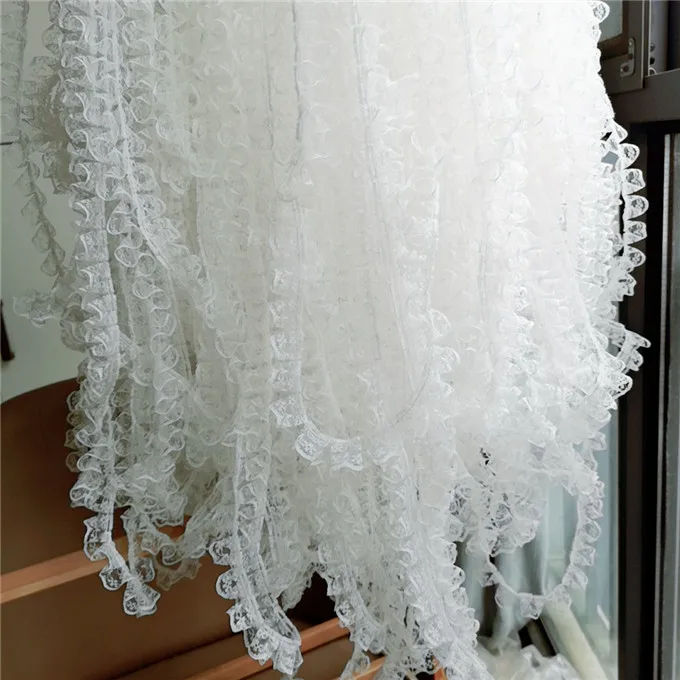 2CM Wide White Black Mesh Embroidery Fringe Ribbon Elastic Pleats Ruffle Trim Lace Applique Dress Collar Cuffs DIY Crafts Sewing