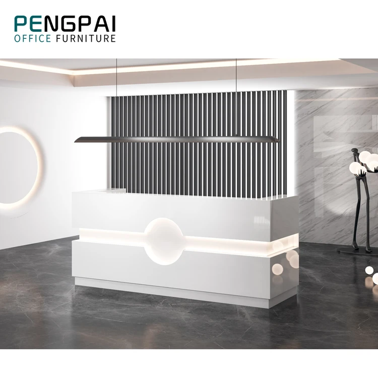 Luxury style led reception desk custom reception furniture 2 person modern reception desk