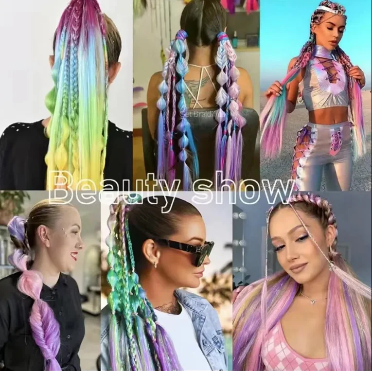 Wholesale four-color synthetic heat-resistant fiber braided braids for women