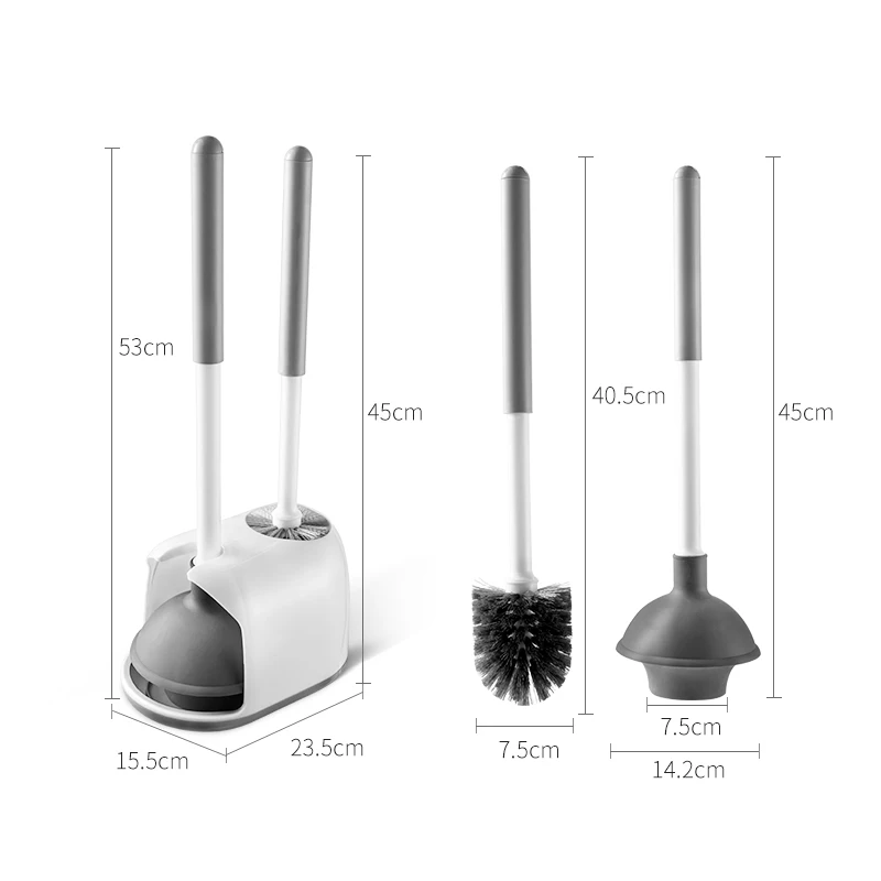 Jesun hot sale toilet brush manufacturers wall-mounted silikon toilet plunger and bowl brush combo holder set for bathroom