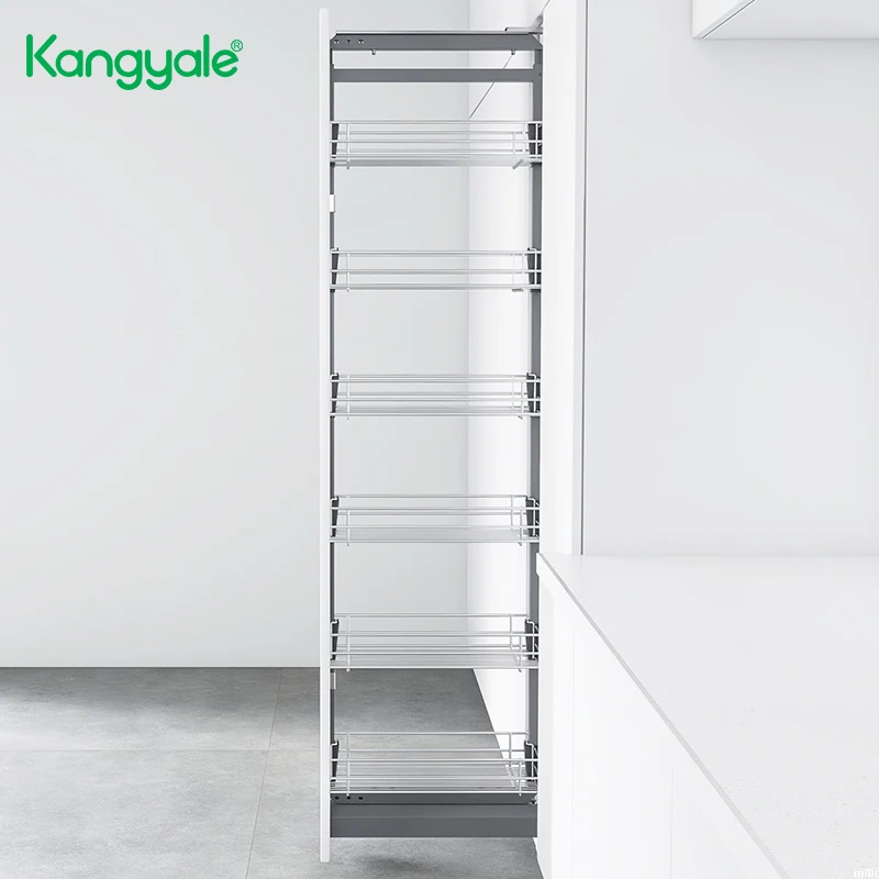 Kangyale Guangzhou Morden Tall Pantry Unit Chromed Wire Storage Basket Pantry Organization And Storage for Kitchen
