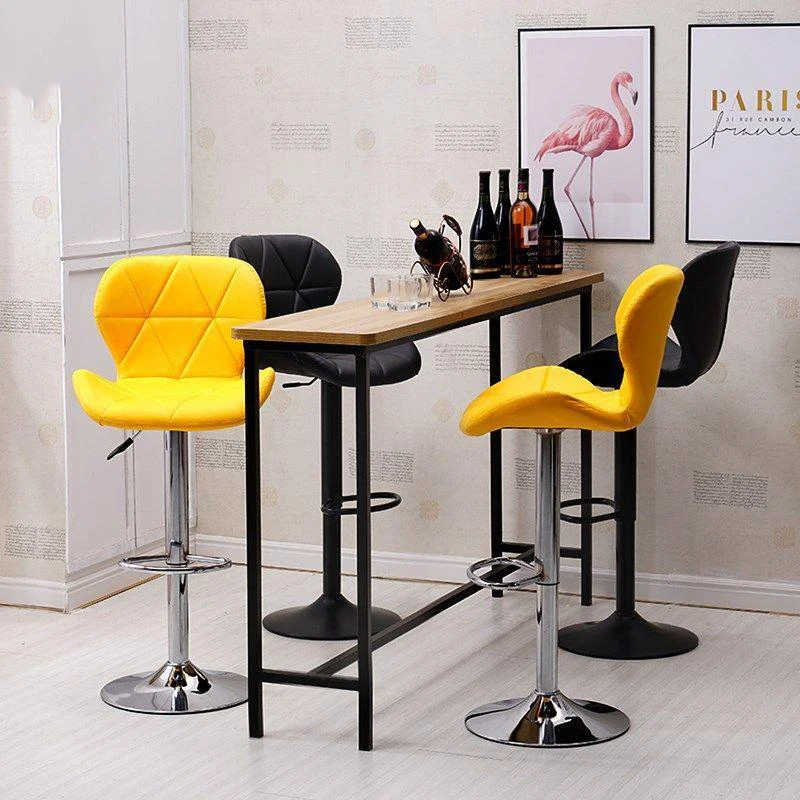 Custom modern salon waiting barber stool hairdressing chair PU leather stainless steel swivel bar high chair