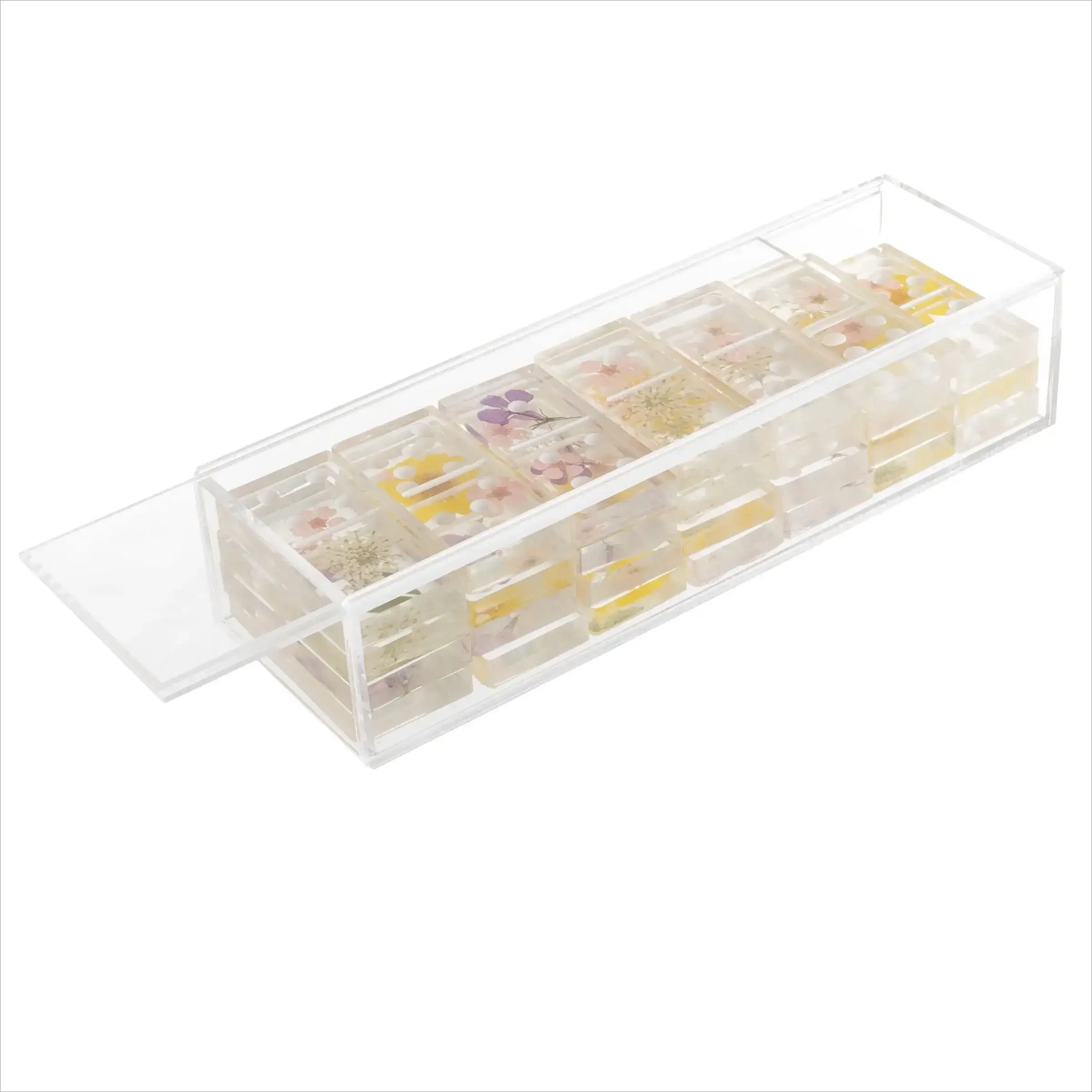 Customized Transparent Acrylic Domino Set Box with 28 Display Boxes - Strategy Game Desktop Decoration