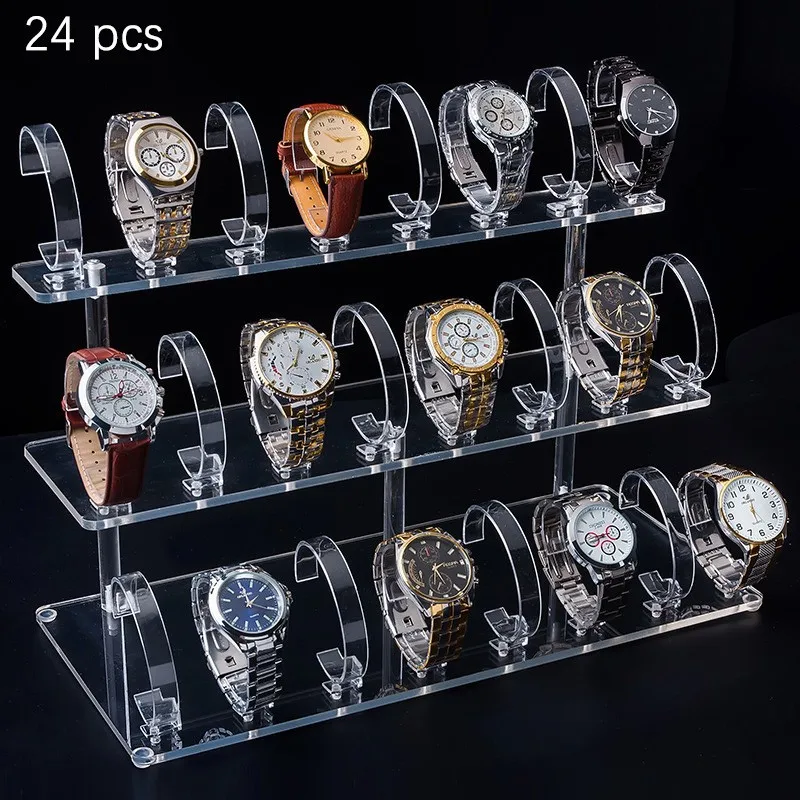 Premium Decorative Desktop Clear Acrylic Watch Shop Display Stand Jewelry Wristwatch Case Showcase Watch Display Bracelet Holder