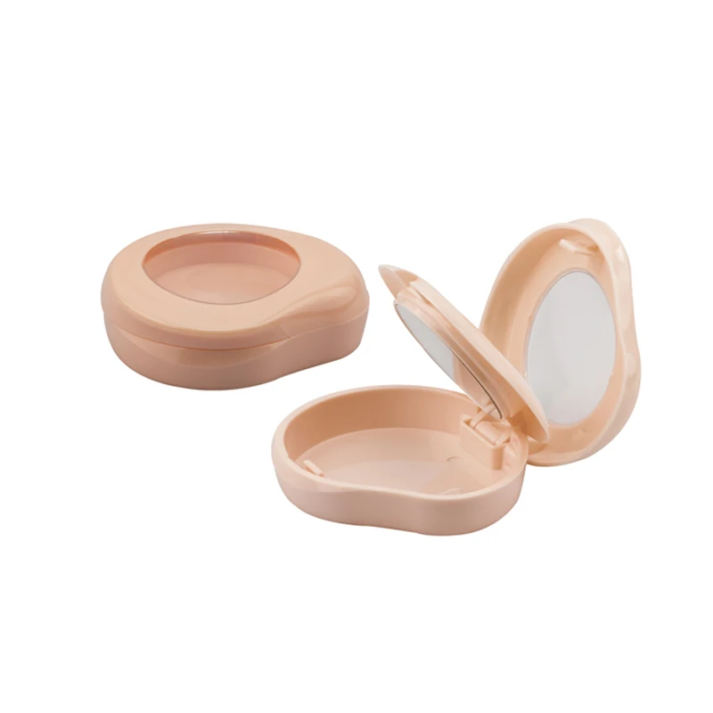 Wholesale mini heart shaped compact powder case low moq empty blush jar pressed compact powder container makeup