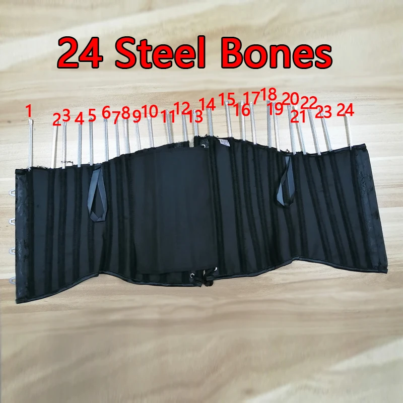 24 Steel Bone XS 3XL Underbust Slim Fashion Sexy Vintage Corset Korsett Black Bustier Lace Corset Waist Women