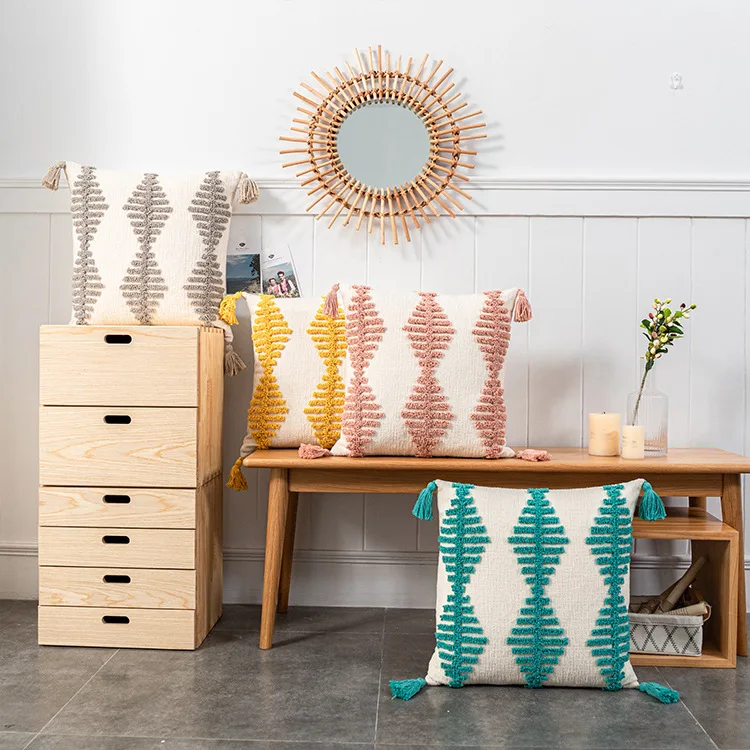 2021 скандинавские ins Лидер продаж простые стеганые кисточки Креативный дизайн наволочка