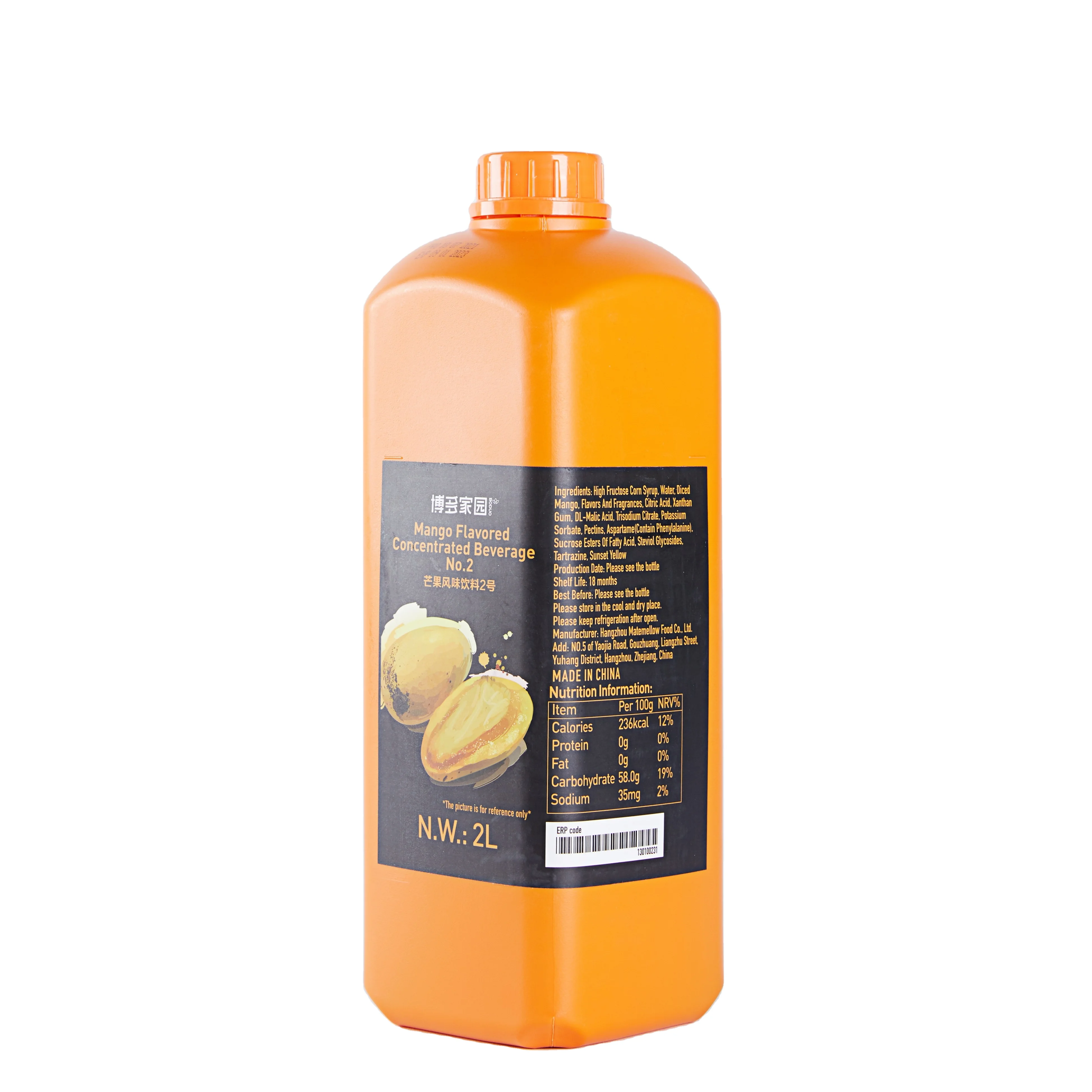 High Quality Mango Flavoured Syrup mango juice Concentrates for Bubble Tea Fruit Tea Fresh Made Drinks 2 Litres