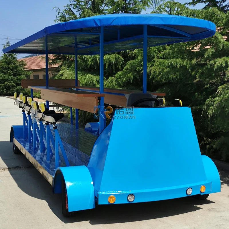 Best Sell Blue Electric Pedal Pub Beer Bike Moteur For City Tour Team Building Road